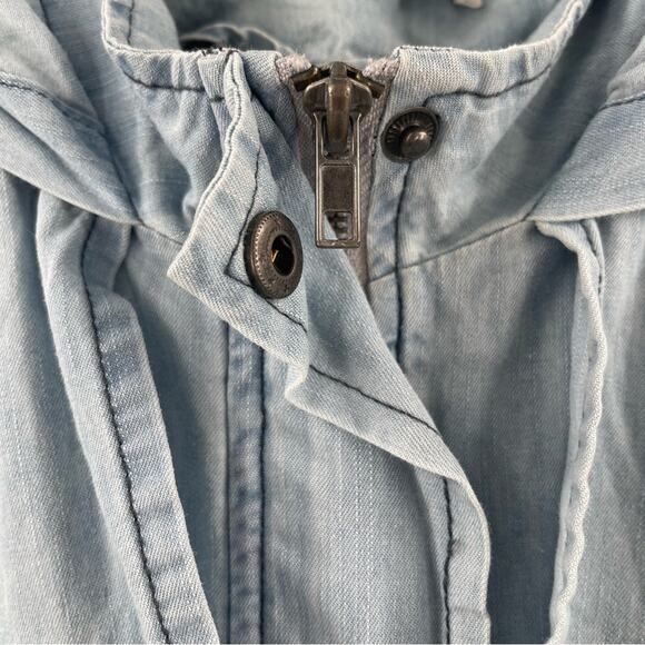 JACK BY BB DAKOTA Jacket Small Chambray Hi-Low Hooded Zip Up Lightweight Casual - Picture 6 of 16
